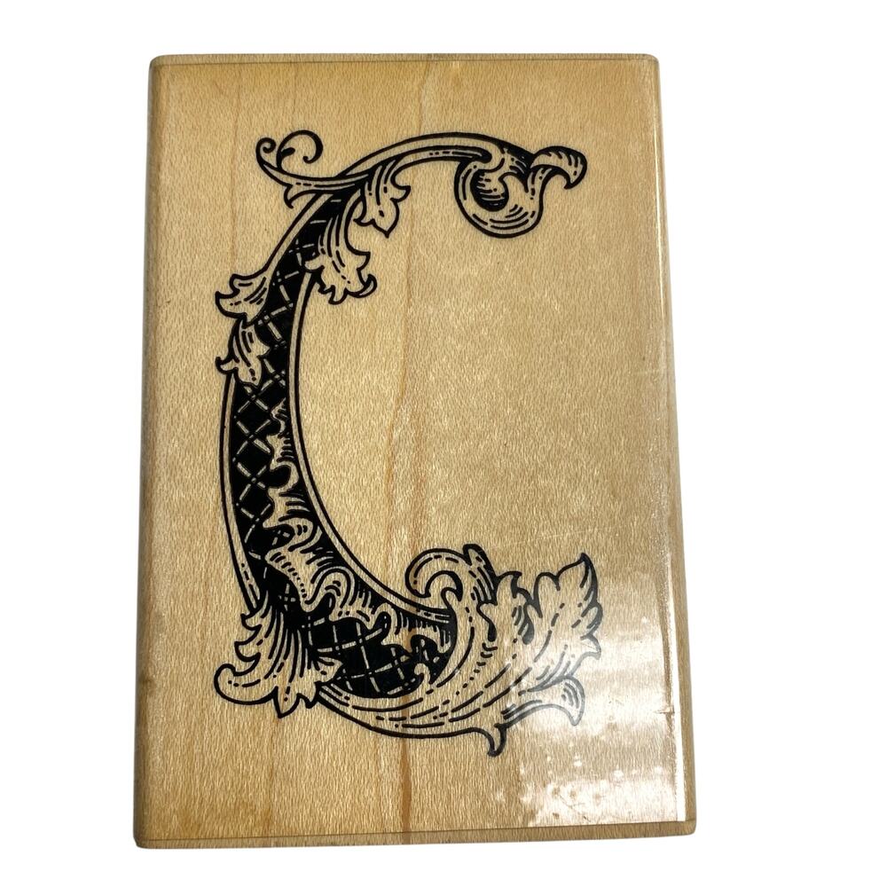 Vintage Stampendous Fun Stamps 1991 Ornate C Wood Rubber Stamp